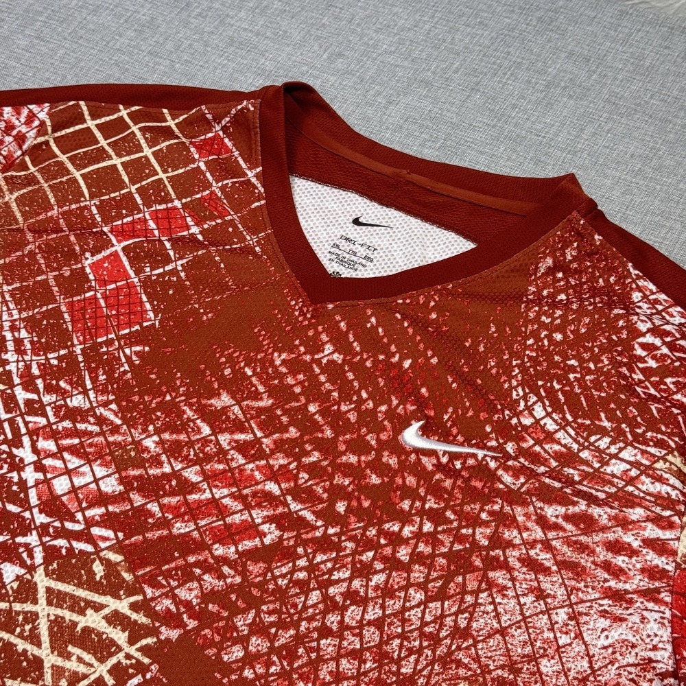 Nike Court Dri-FIT Victory Tennis Shirt Mens 2XL Orange Short Sleeve Performance